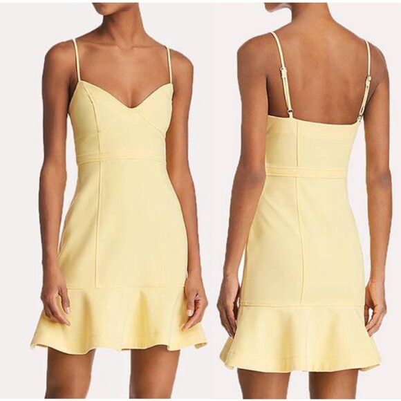 LIKELY Sz 8 Lillie Flounced Bustier Yellow Sweetheart Neckline Mini A-line Dress - Picture 1 of 8